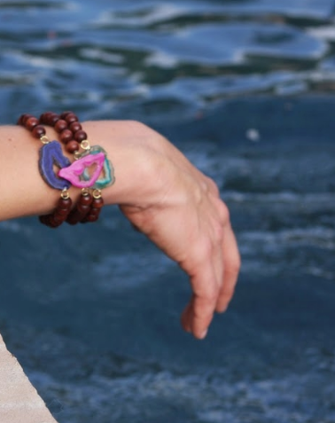  Natural Stone and Wood bracelet Set of 3